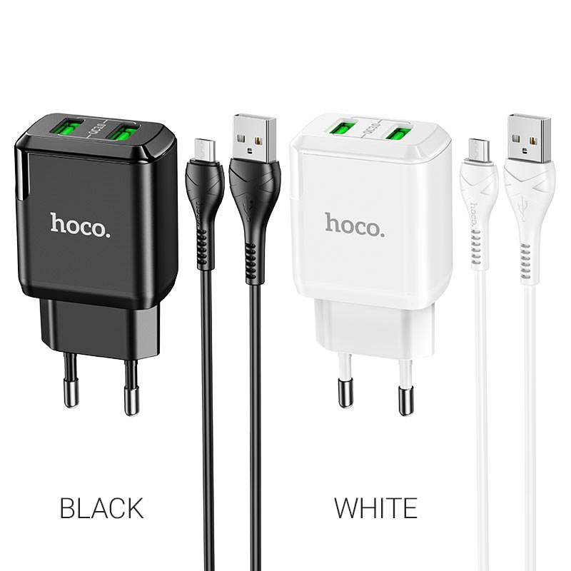 hoco n6 charmer dual port qc3 wall charger eu micro usb set colors