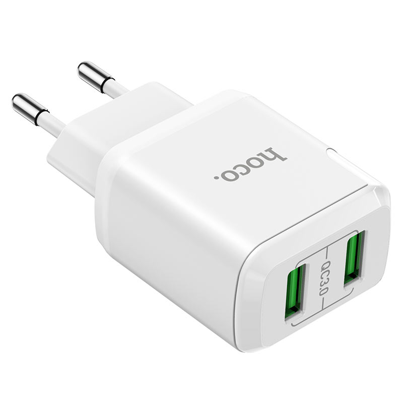 hoco n6 charmer dual port qc3 wall charger eu ports