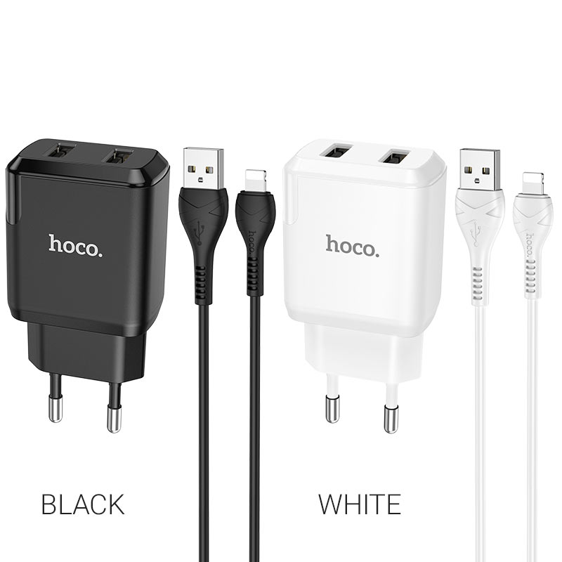 hoco n7 speedy dual port wall charger eu lightning set colors