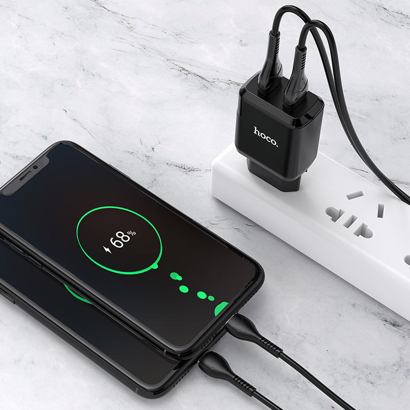 hoco n7 speedy dual port wall charger eu micro usb set charging