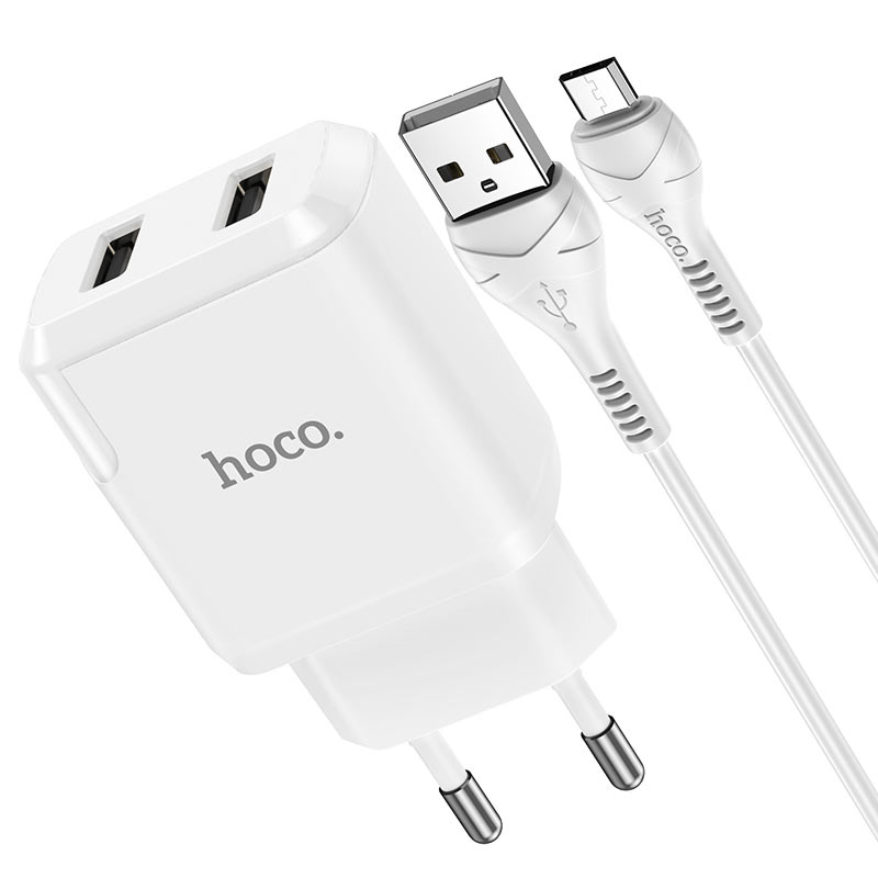 hoco n7 speedy dual port wall charger eu micro usb set connectors