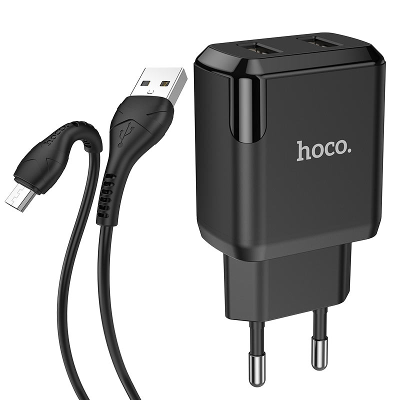 hoco n7 speedy dual port wall charger eu micro usb set kit