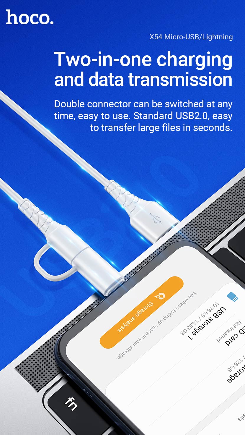 hoco news x54 cool dual 2in1 charging data cable transmission en