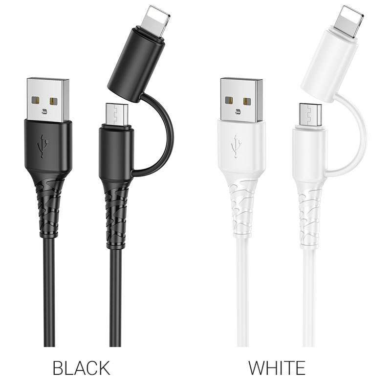 hoco x54 cool 2in1 charging data cable micro usb lightning colors