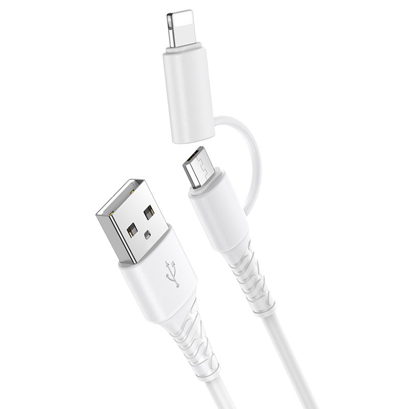 hoco x54 cool 2in1 charging data cable micro usb lightning connectors