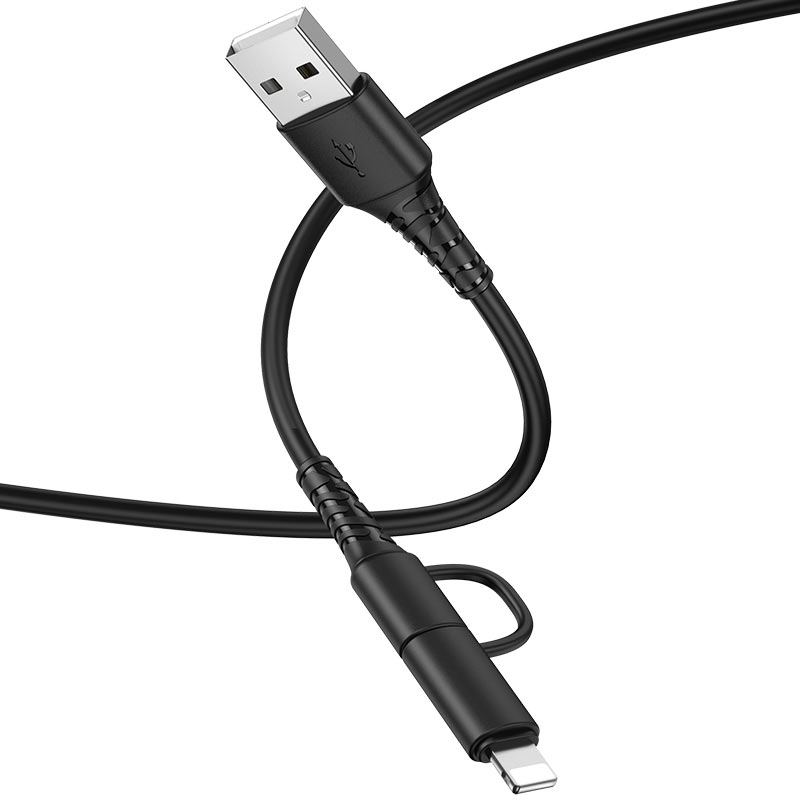 hoco x54 cool 2in1 charging data cable micro usb lightning tail