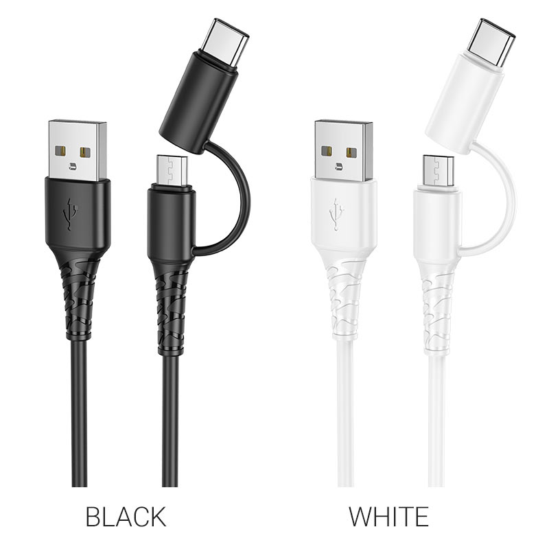 hoco x54 cool 2in1 charging data cable micro usb type c colors