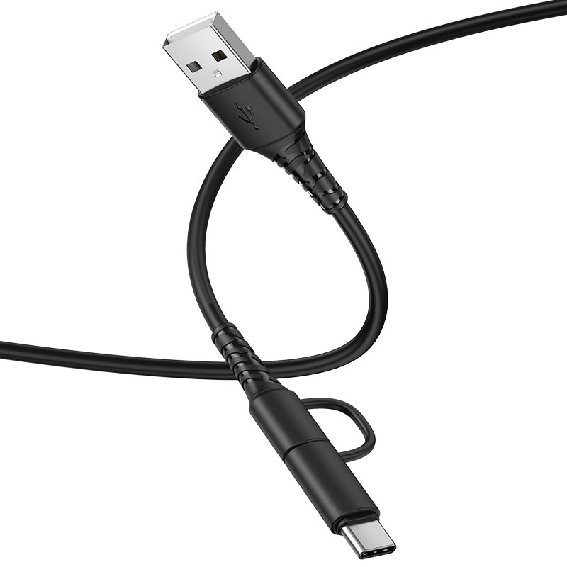 hoco x54 cool 2in1 charging data cable micro usb type c tail