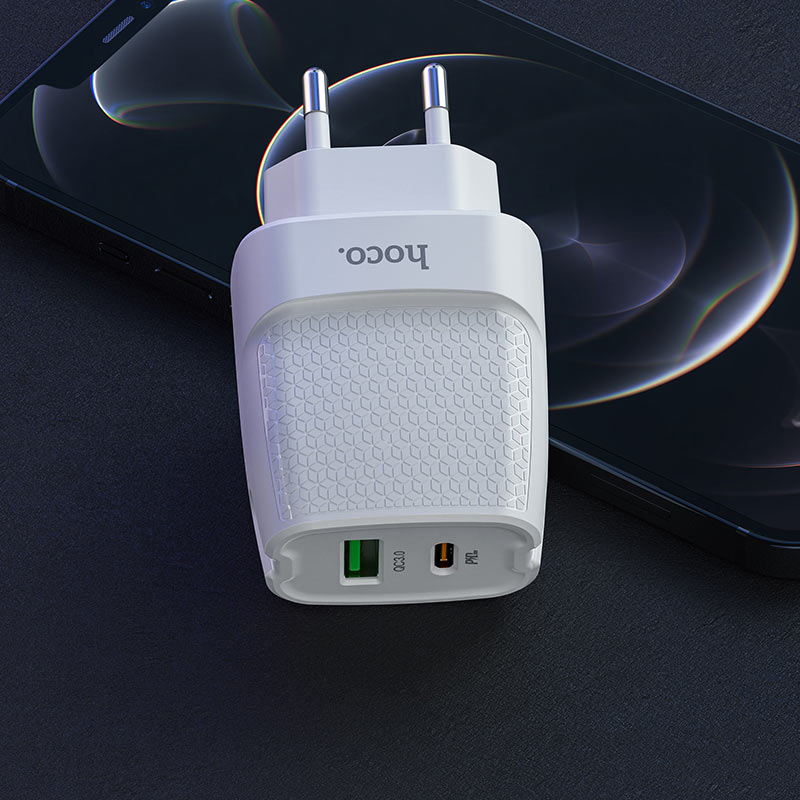 hoco c85a bright dual port pd20w qc3 wall charger eu overview