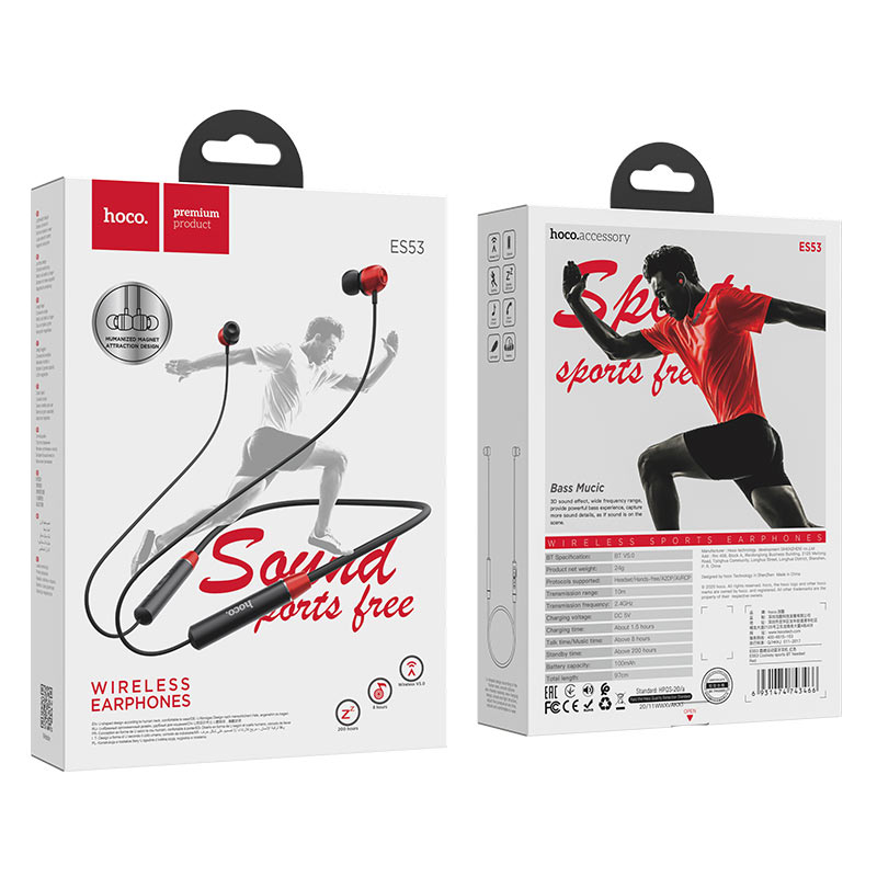 hoco es53 coolway sports bt earphones package red
