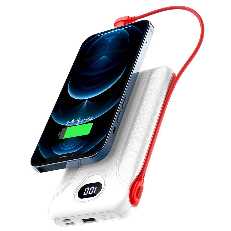 hoco j71 borealis power bank 10000mah with lightning cable charging