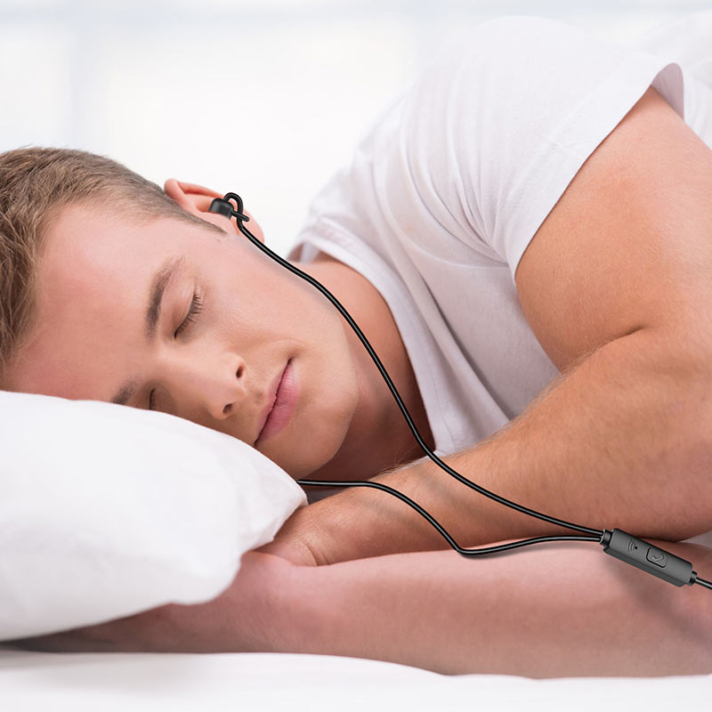 hoco m81 imperceptible universal sleeping earphone with mic man black
