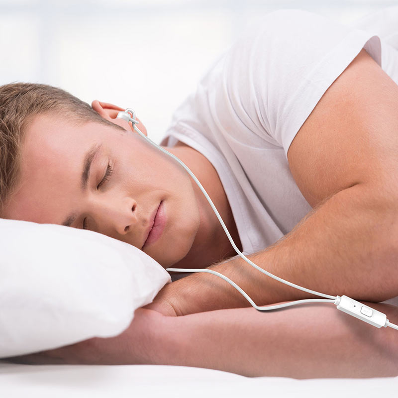 hoco m81 imperceptible universal sleeping earphone with mic man white