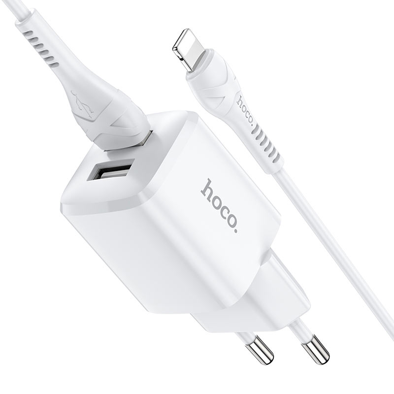 hoco n8 briar dual port wall charger eu for lightning set