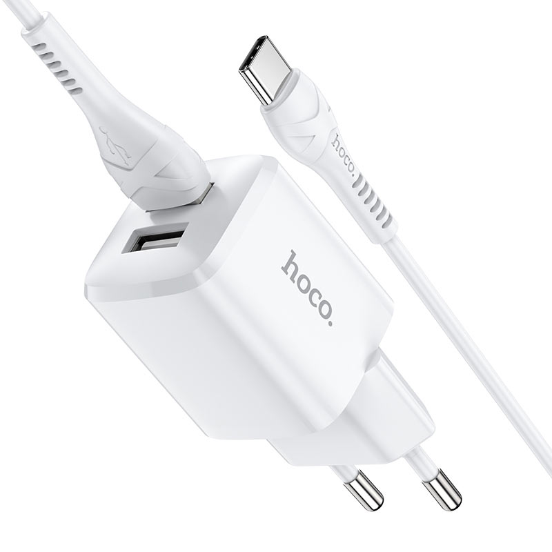 hoco n8 briar dual port wall charger eu for type c set