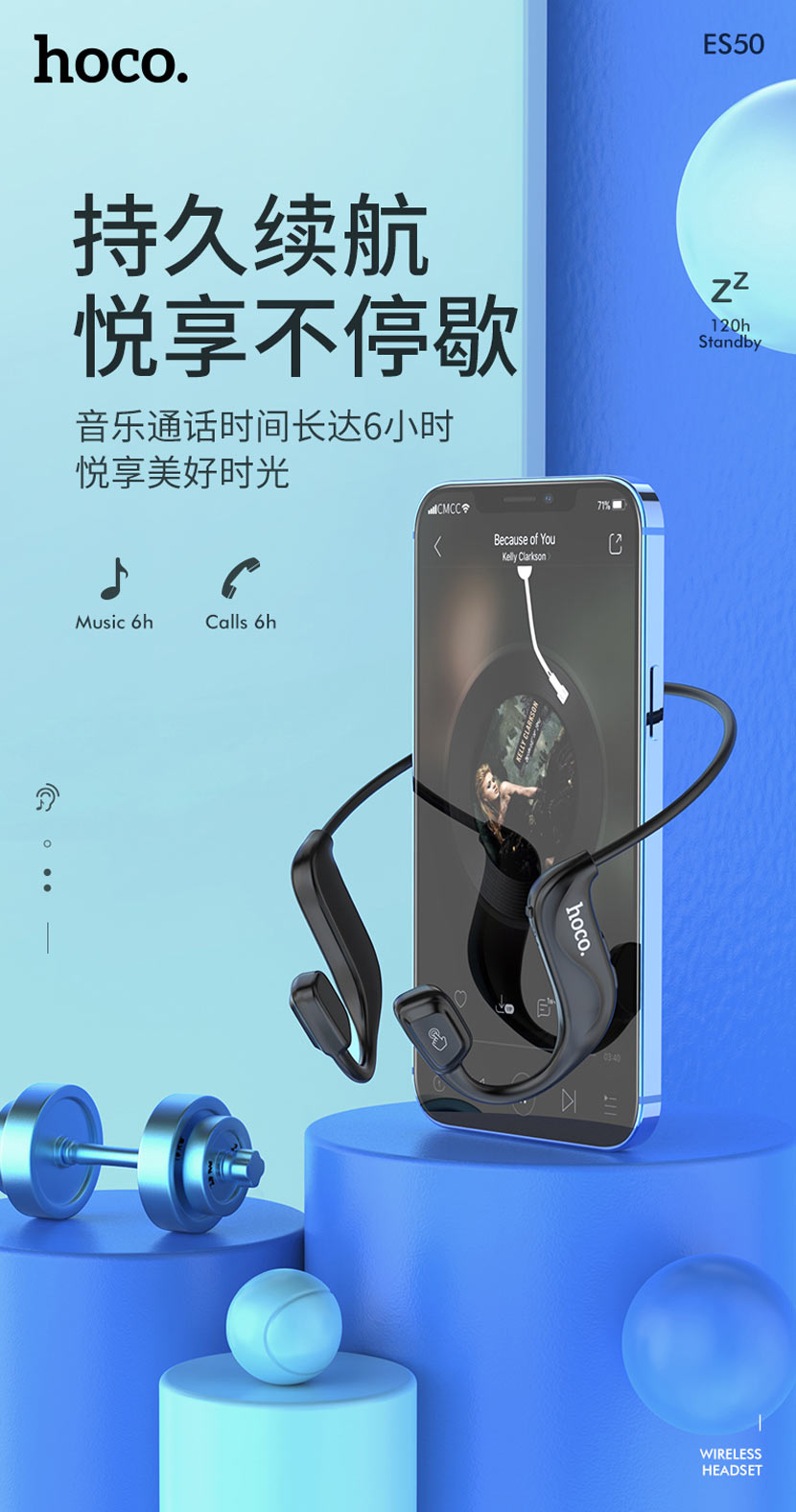 hoco news es50 rima air conduction bt headset battery cn