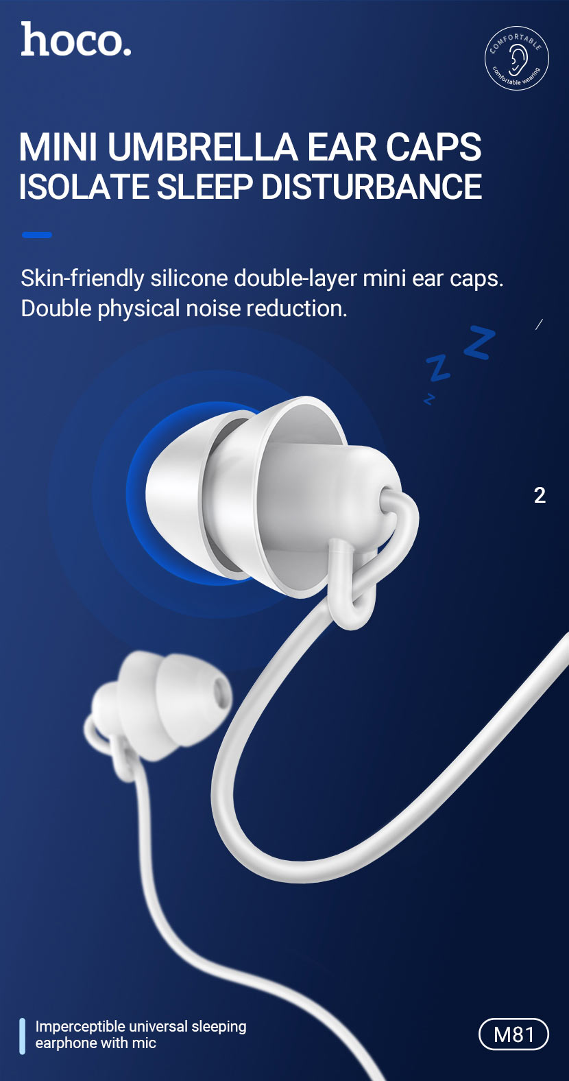 hoco news m81 imperceptible sleeping earphones with mic ear caps en
