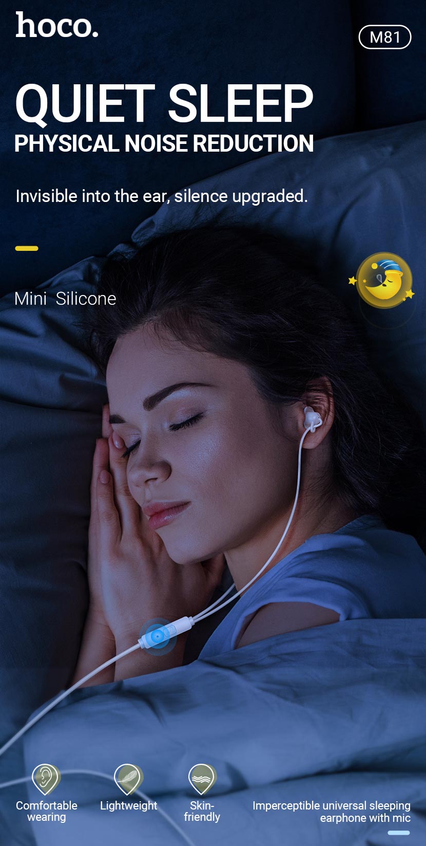 hoco news m81 imperceptible sleeping earphones with mic en