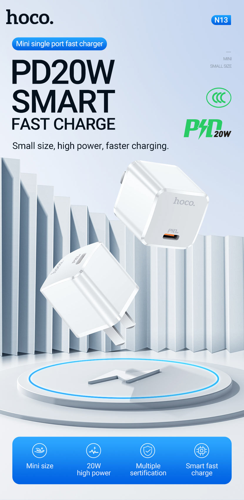 hoco news n10 n13 starter single port pd20w wall charger en