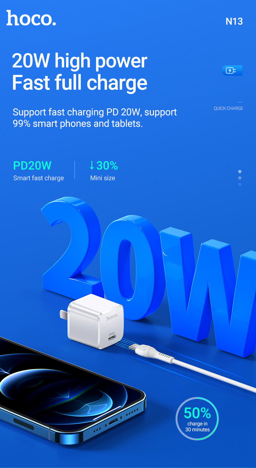 hoco news n10 n13 starter single port pd20w wall charger high power en