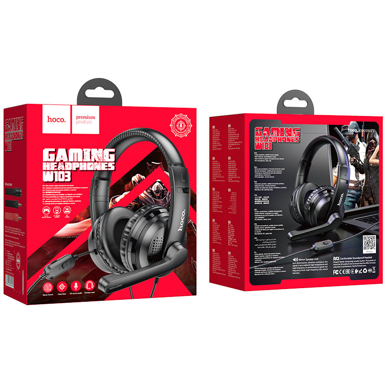 hoco w103 magic tour gaming headphones package black