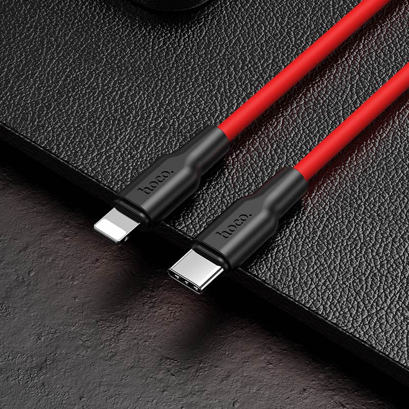 hoco x21 plus silicone pd charging data cable type c to lightning interior