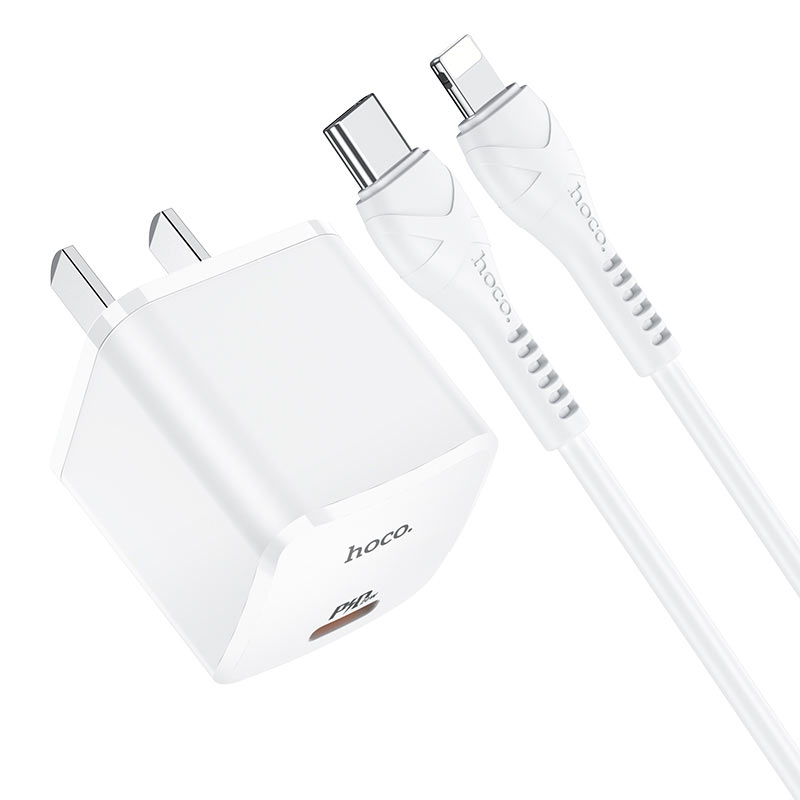 hoco nc1 atom single port pd20w wall charger 3c type c to lightning set connectors