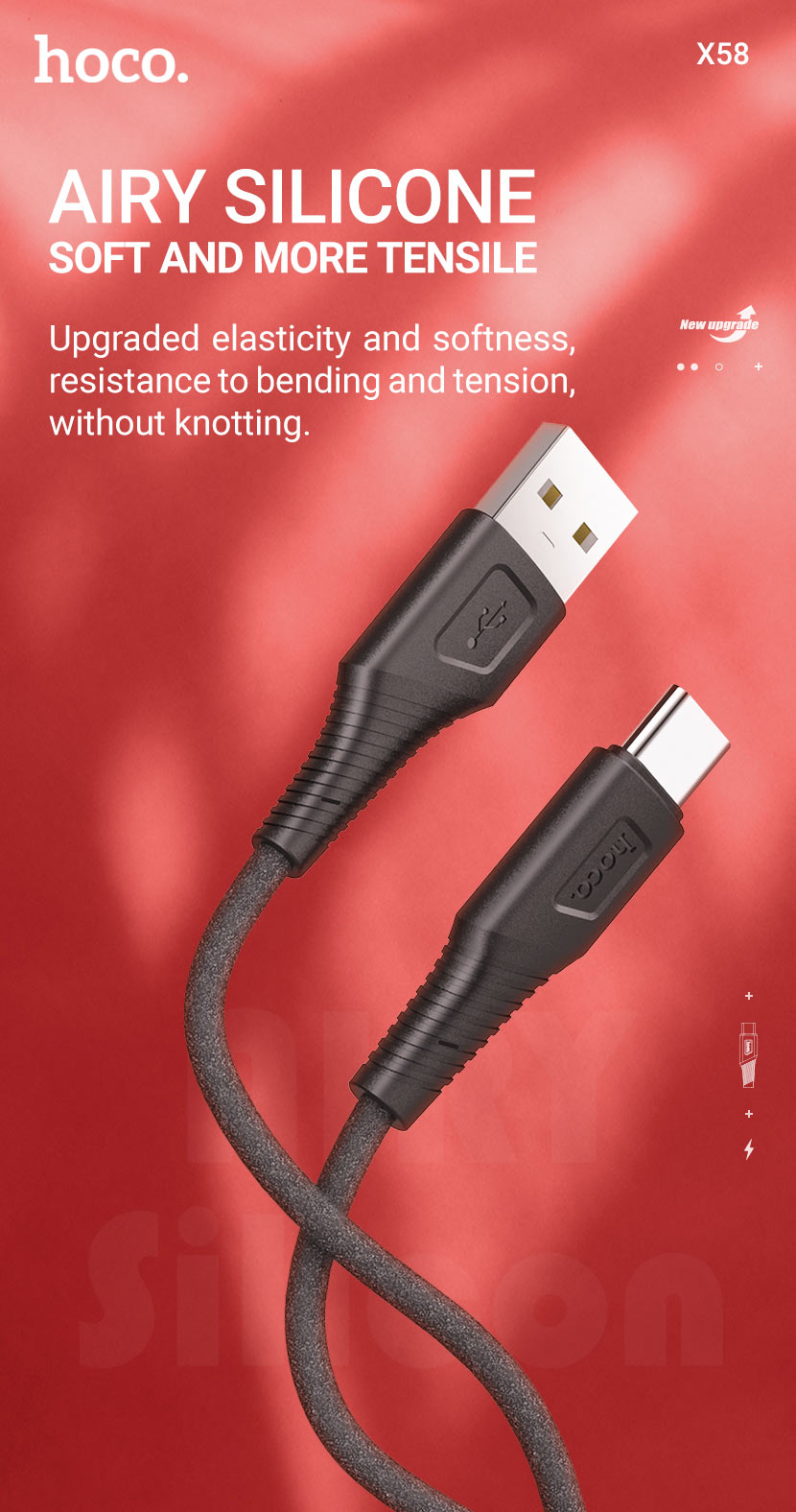 hoco news x58 airy silicone charging data cable soft en