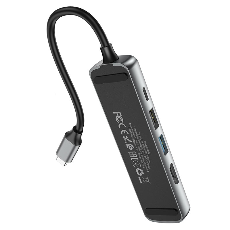 hoco hb23 easy view type c хаб hdmi usb3 usb2 rj45 pd адаптер