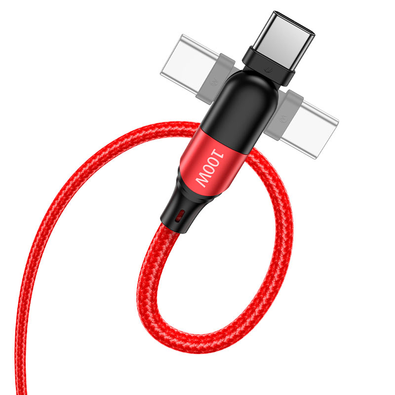 hoco u100 orbit 100w charging data cable for type c to type c angles