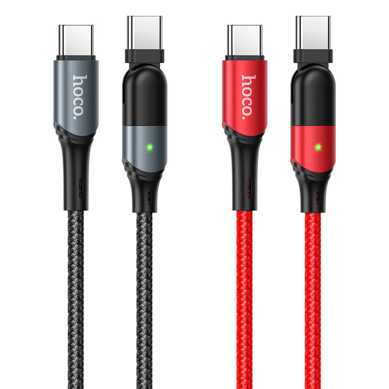 hoco u100 orbit 100w charging data cable for type c to type c colors