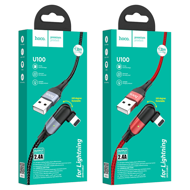 hoco u100 orbit charging data cable for lightning packages