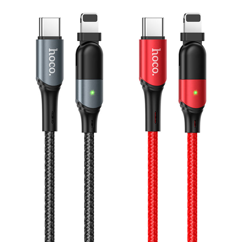 hoco u100 orbit pd fast charging data cable type c to lightning colors