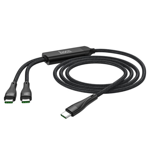 hoco u102 super 100w 2in1 charging data cable type c to dual type c wire