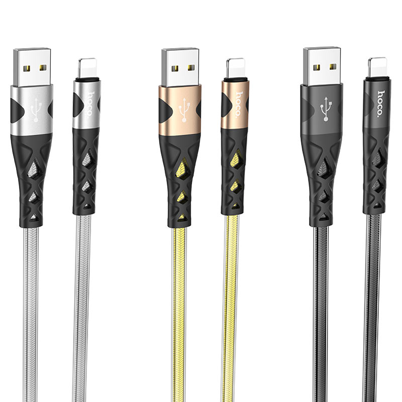hoco u105 treasure jelly braided charging data cable for lightning colors