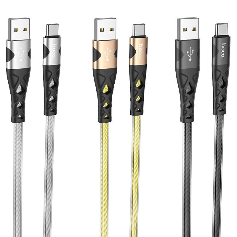 hoco u105 treasure jelly braided charging data cable for type c colors
