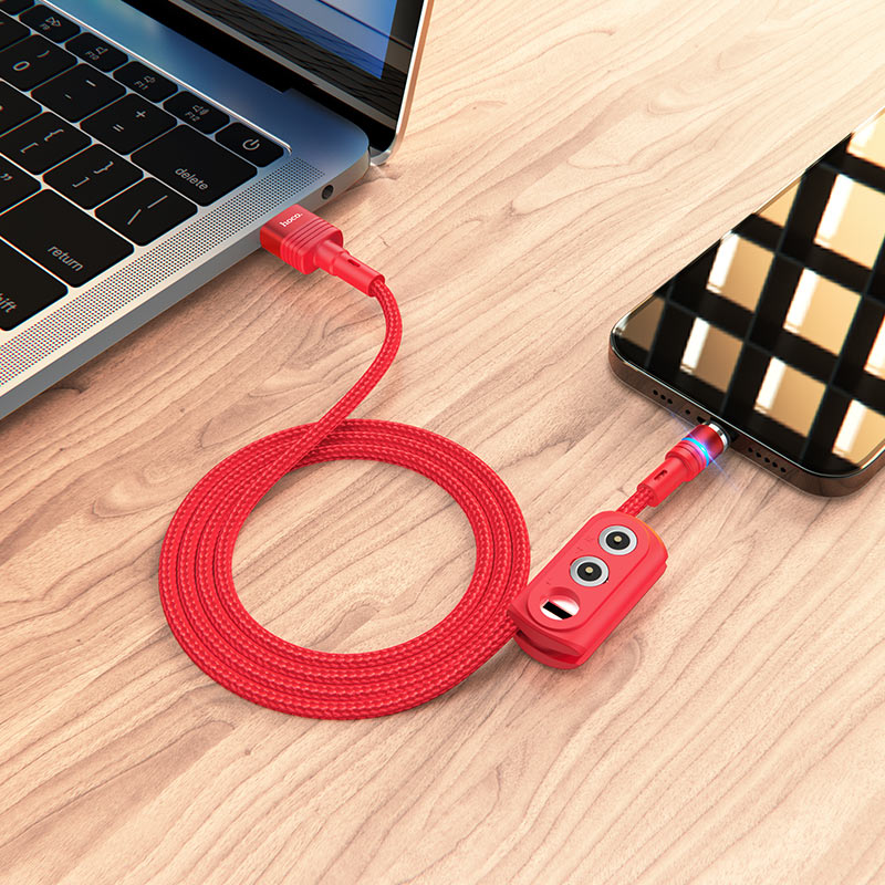 hoco u98 3in1 sunway multi functional magnetic charging cable interior red