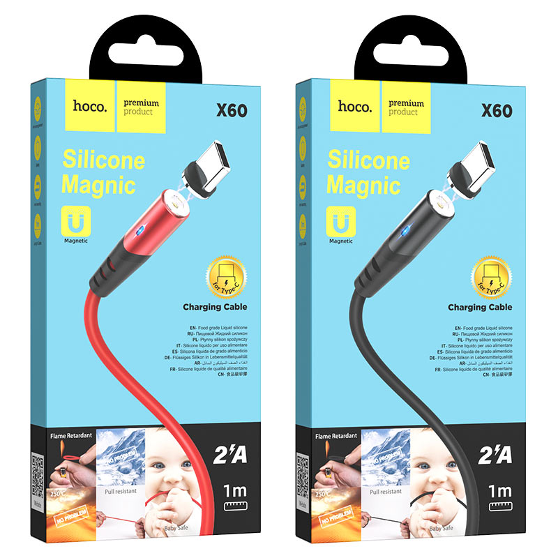 hoco x60 honorific silicone magnetic charging cable for type c packages