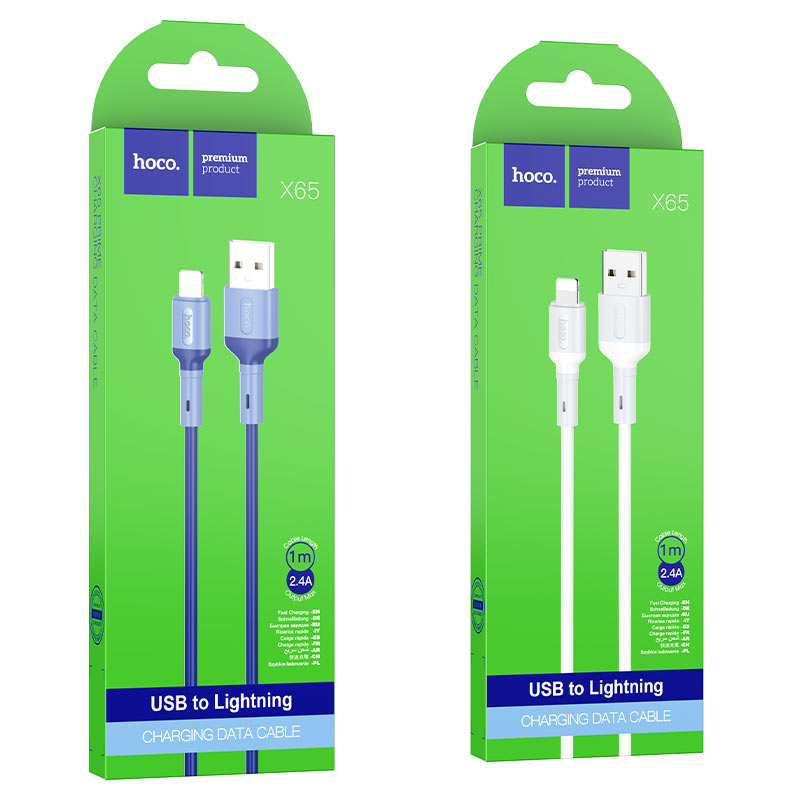 hoco x65 prime charging data cable for lightning packages