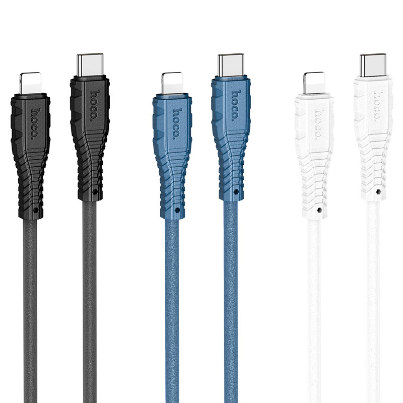 hoco x67 nano pd силиконовый кабель для зарядки и передачи данных type c на lightning цвета