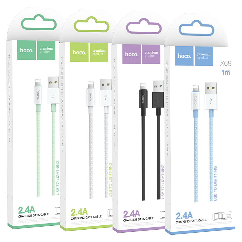 hoco x68 true color charging data cable for lightning packages