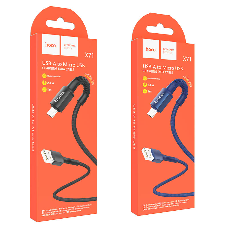 hoco x71 especial charging data cable for micro usb packages