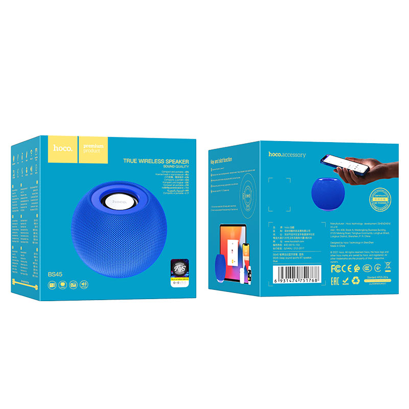 hoco. bs45 taobo sports bluetooth speaker packaging blue