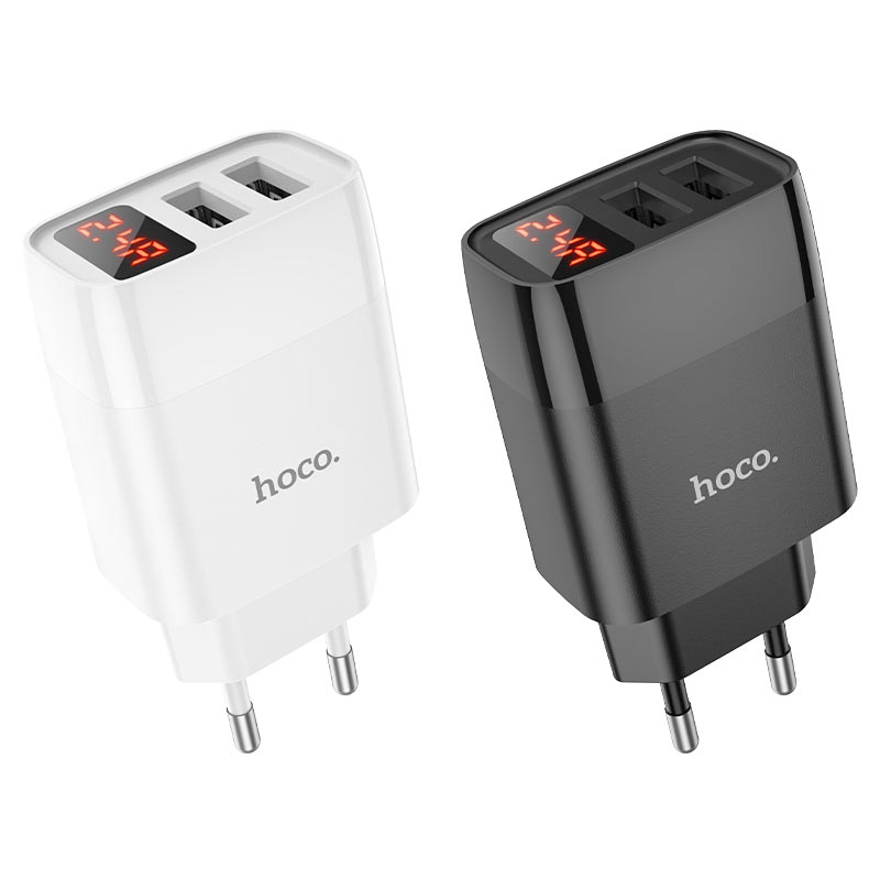 hoco c86a illustrious dual port wall charger with digital display eu colors