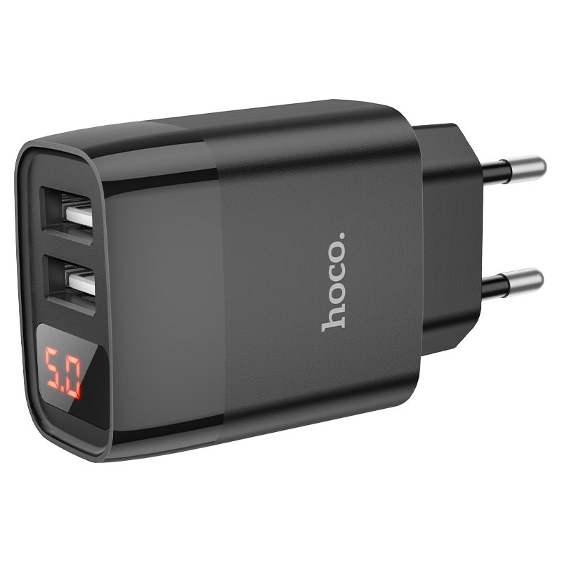 hoco c86a illustrious dual port wall charger with digital display eu ports