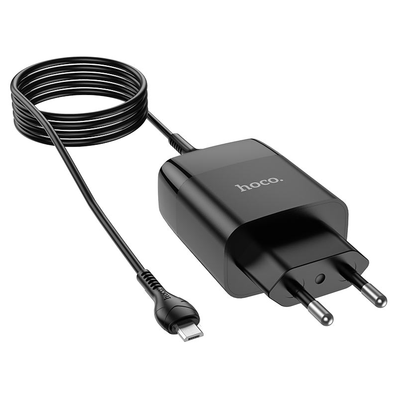 hoco c86a illustrious dual port wall charger with digital display eu set with micro usb cable plugs