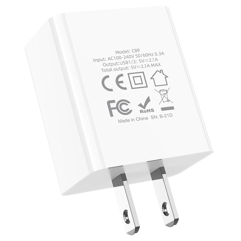 hoco c89 light road dual port wall charger us certification