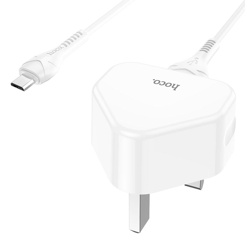 hoco c90b grandiose dual port wall charger uk set with micro usb cable connector