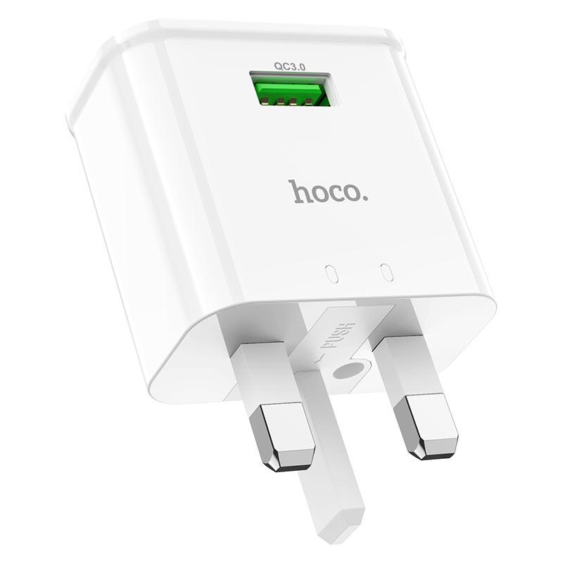 hoco c92b starshine single port qc3 wall charger uk plug
