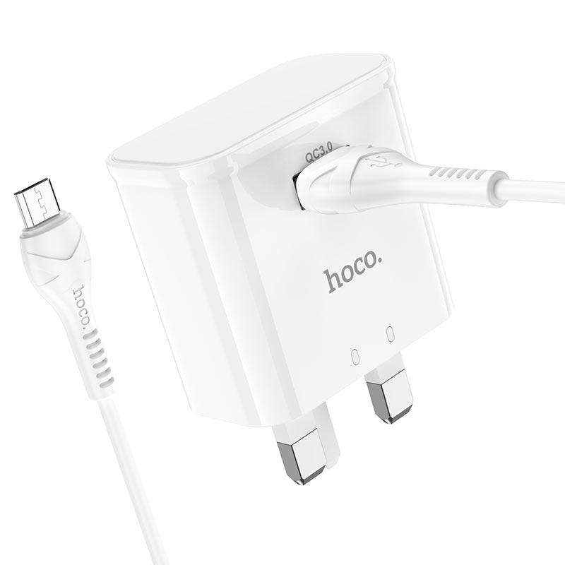 hoco c92b starshine single port qc3 wall charger uk set with micro usb cable connector